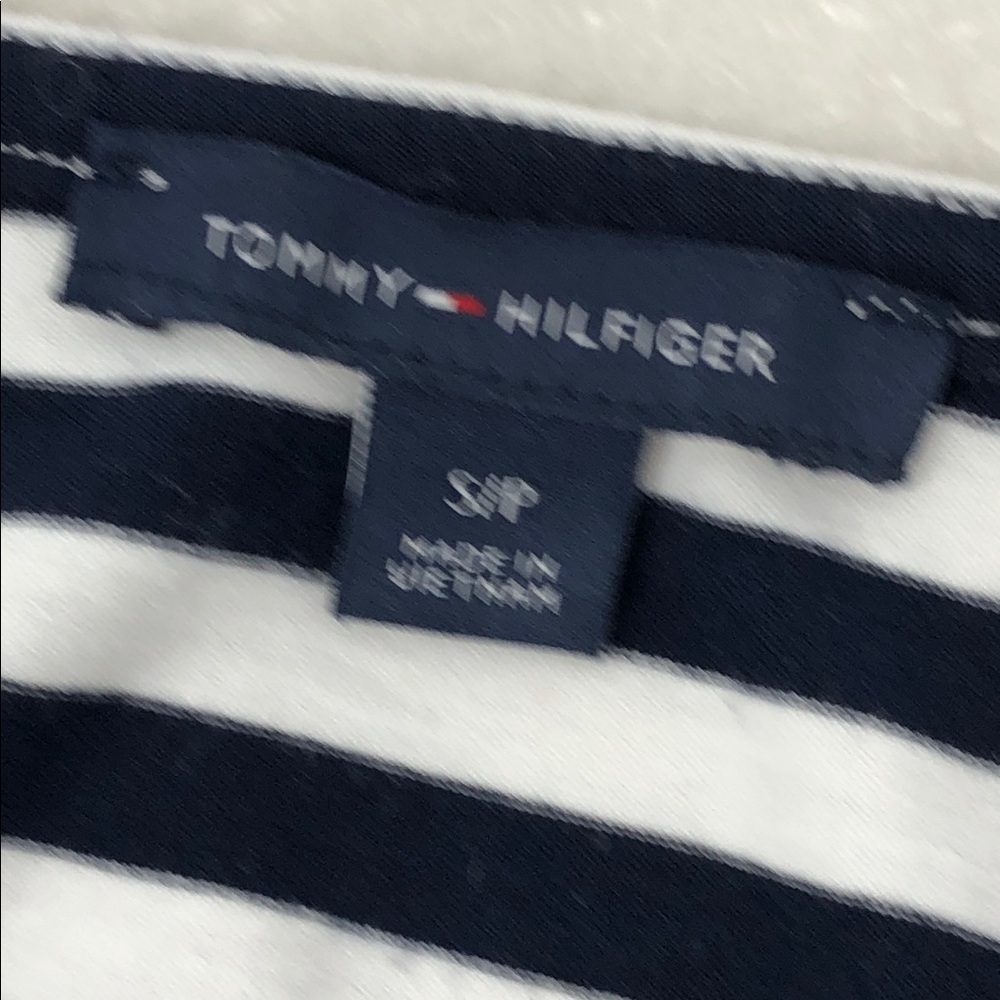 Tommy Hilfiger Maxi Dress Navy and White Striped Cap Sleeve Women’s Size Small - Picture 3 of 9